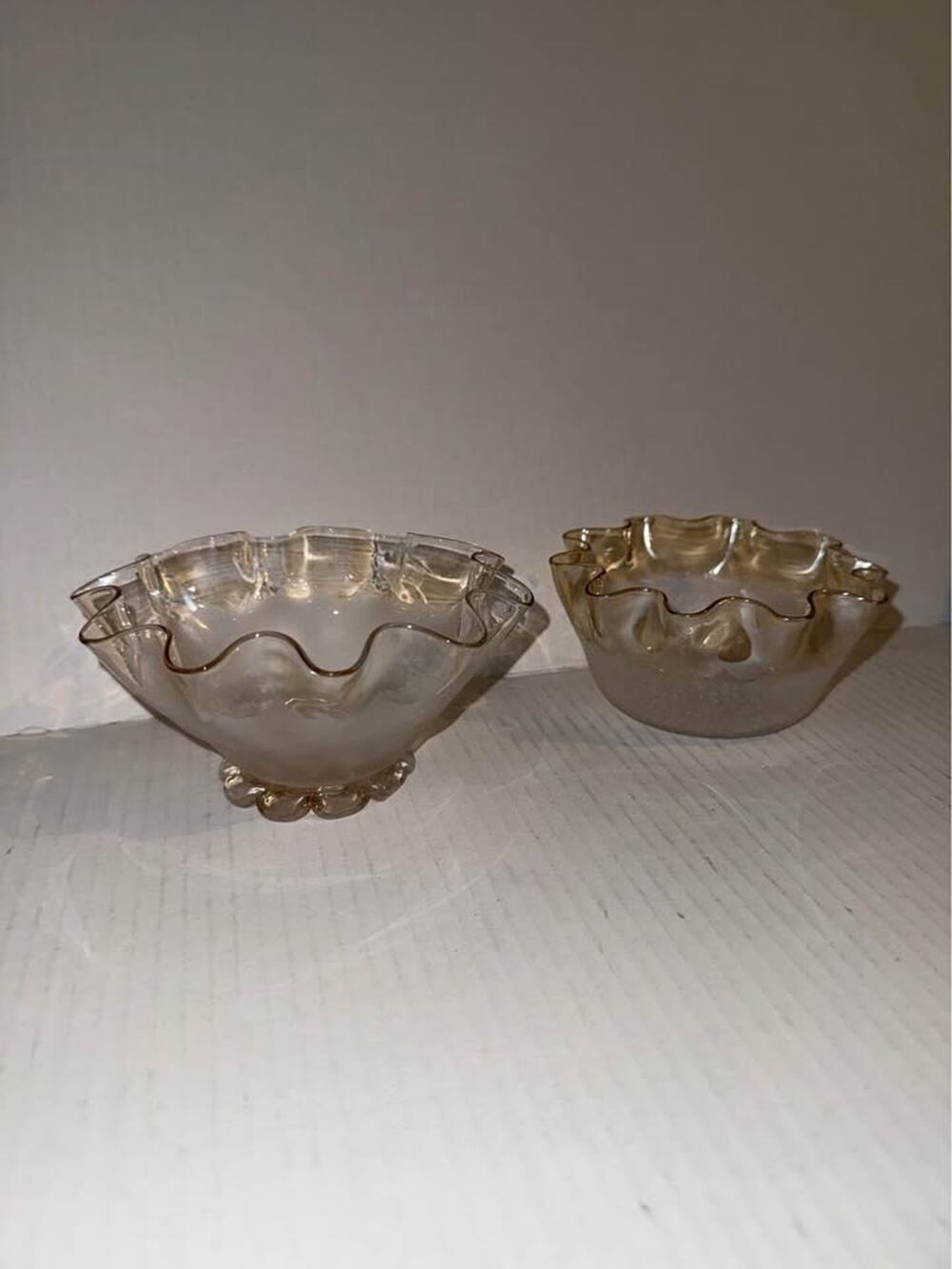 2 Antique c. 1885- New England Glass Co. "POMONA" - Fluted Bowl FINGER BOWLS.